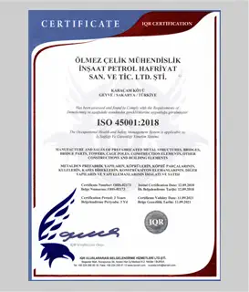 ISO 45001 İş Sağlığı ve Güvenliği Yönetim Sertifikası