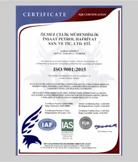 ISO 9001 Kalite Yönetim Sertifikası